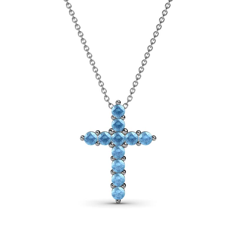Abella Petite Blue Topaz Cross Pendant 