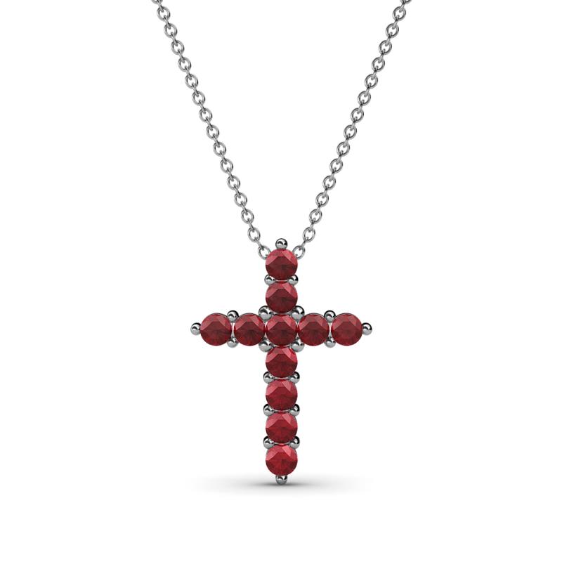 Abella Petite Red Garnet Cross Pendant 