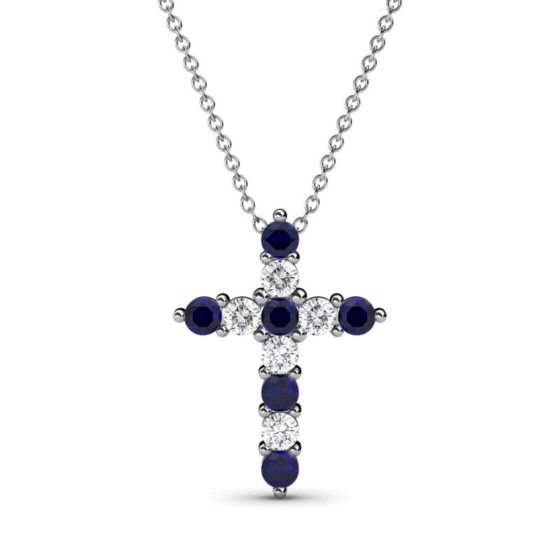 Abella Blue Sapphire and Diamond Cross Pendant 
