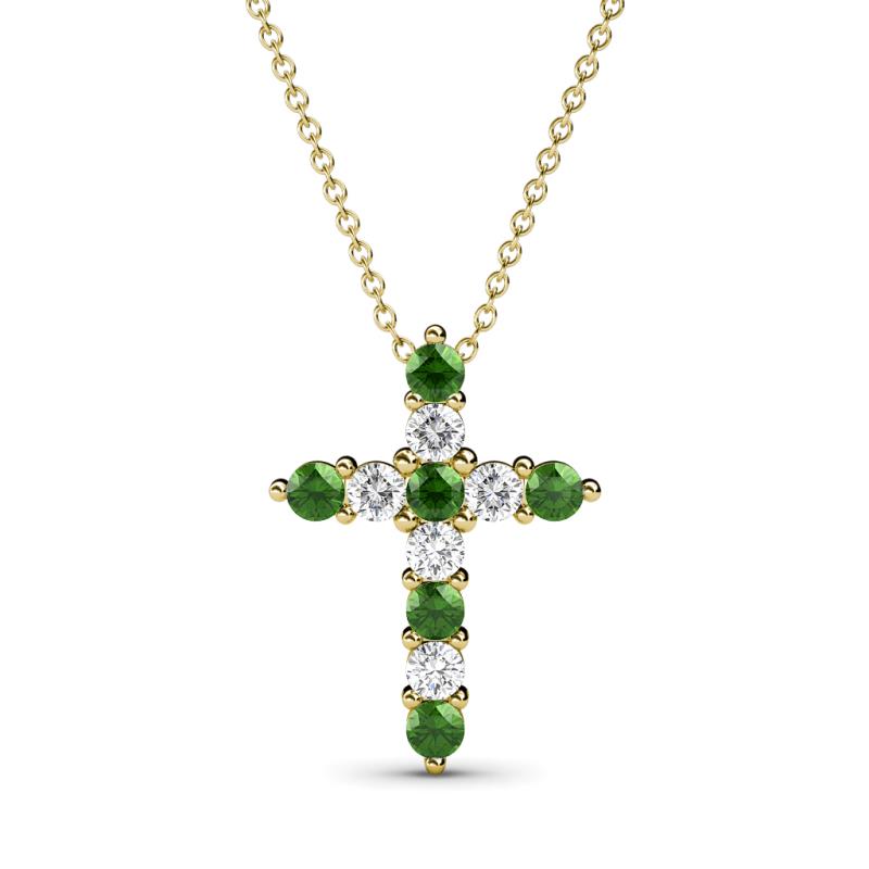 Abella Green Garnet and Diamond Cross Pendant 