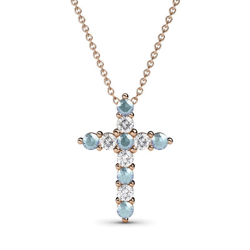 Abella Aquamarine and Diamond Cross Pendant 
