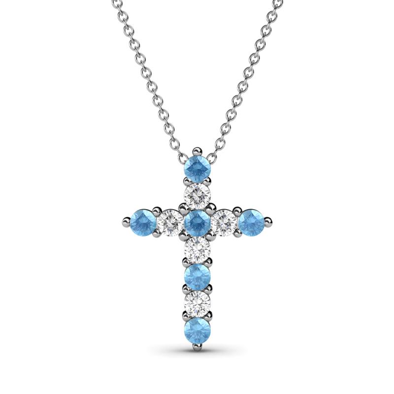 Abella Blue Topaz and Diamond Cross Pendant 