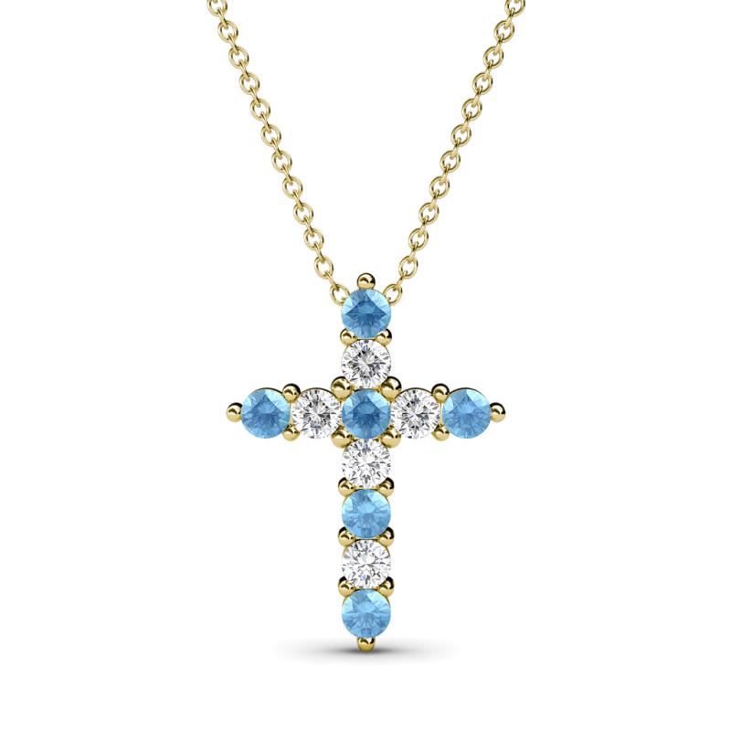 Abella Blue Topaz and Diamond Cross Pendant 