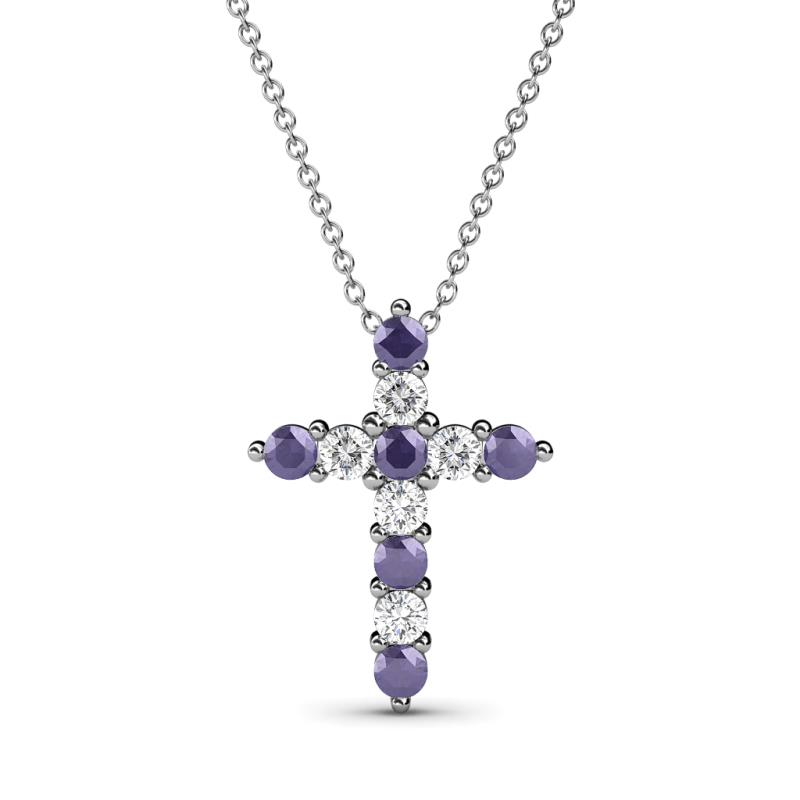 Abella Iolite and Diamond Cross Pendant 