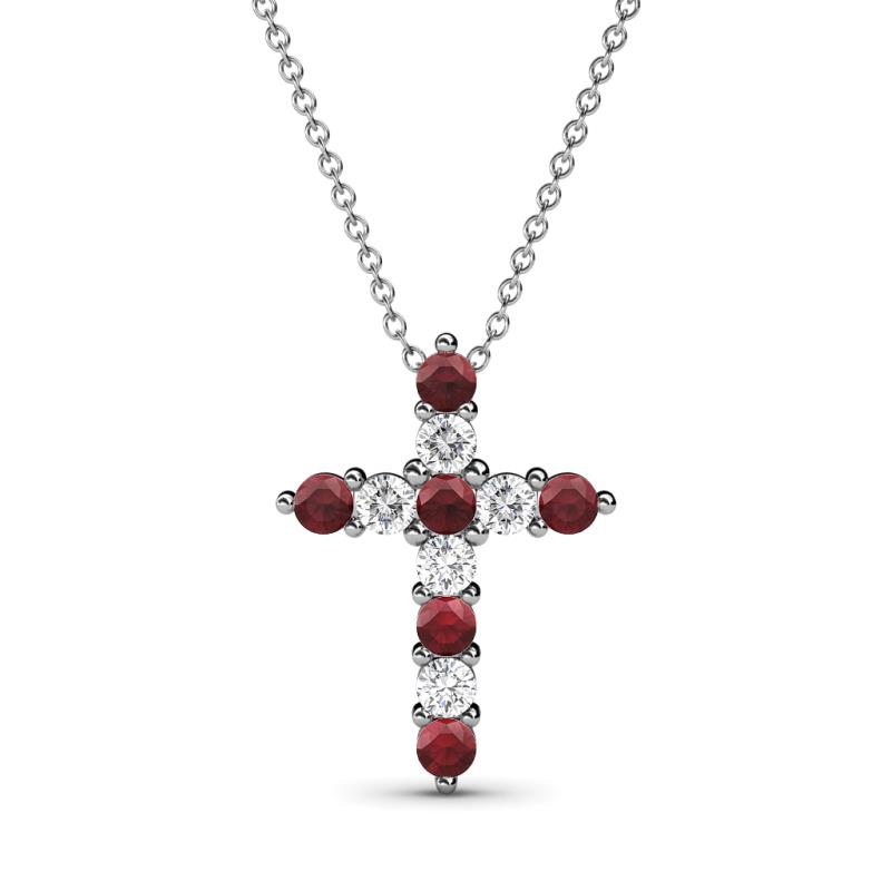 Abella Red Garnet and Diamond Cross Pendant 