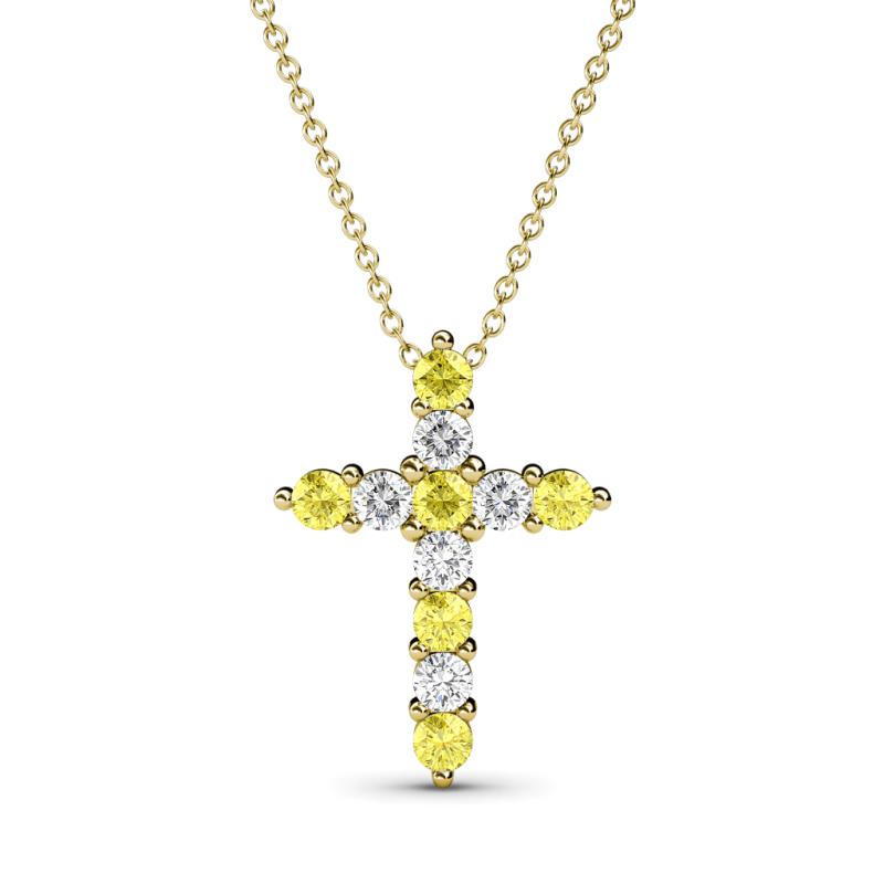 Abella Yellow Sapphire and Diamond Cross Pendant 