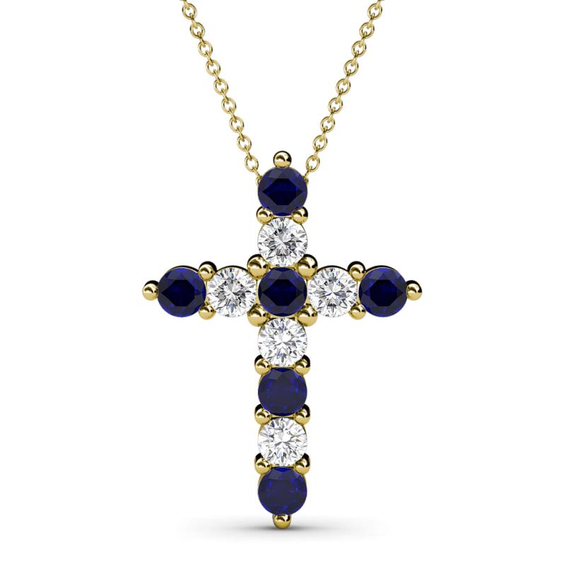 Abella Blue Sapphire and Diamond Cross Pendant 