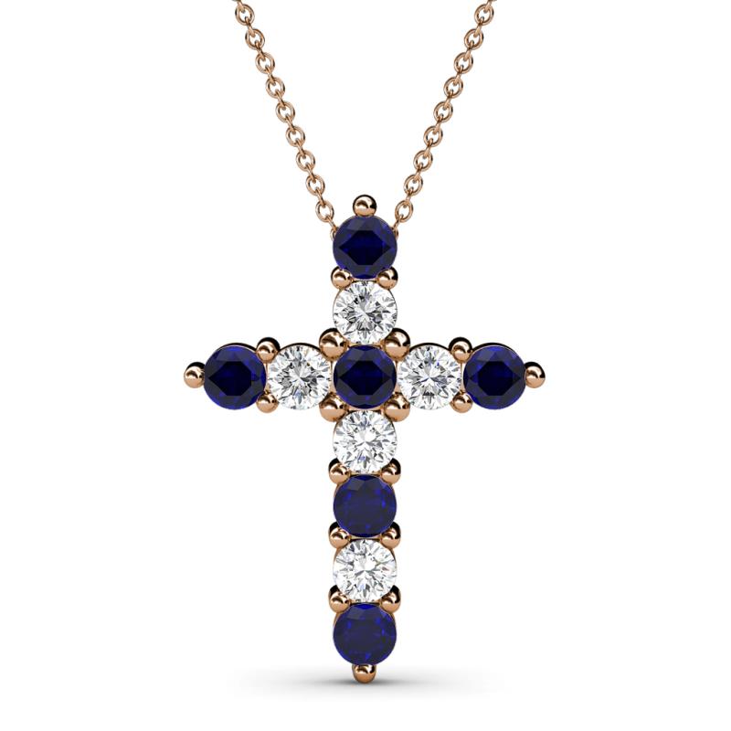 Abella Blue Sapphire and Diamond Cross Pendant 