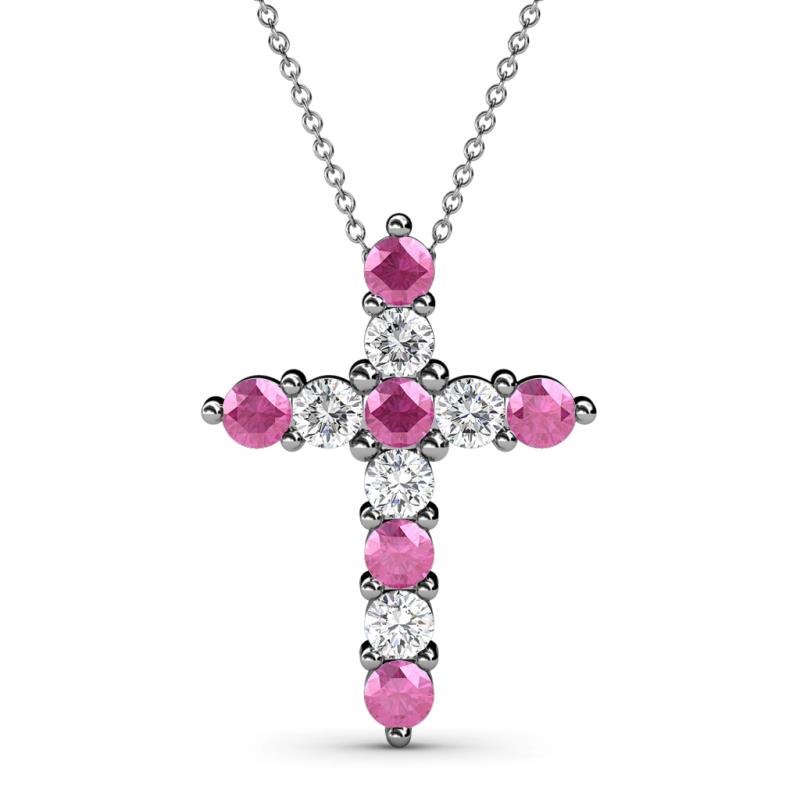Abella Pink Sapphire and Diamond Cross Pendant 