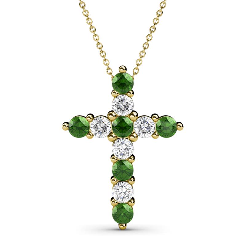 Abella Green Garnet and Diamond Cross Pendant 