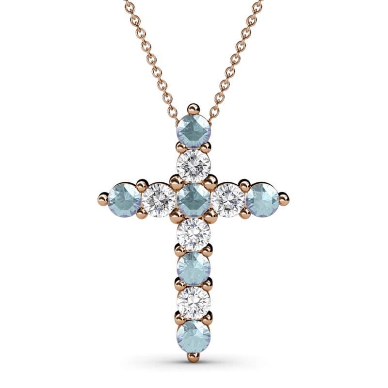 Abella Aquamarine and Diamond Cross Pendant 