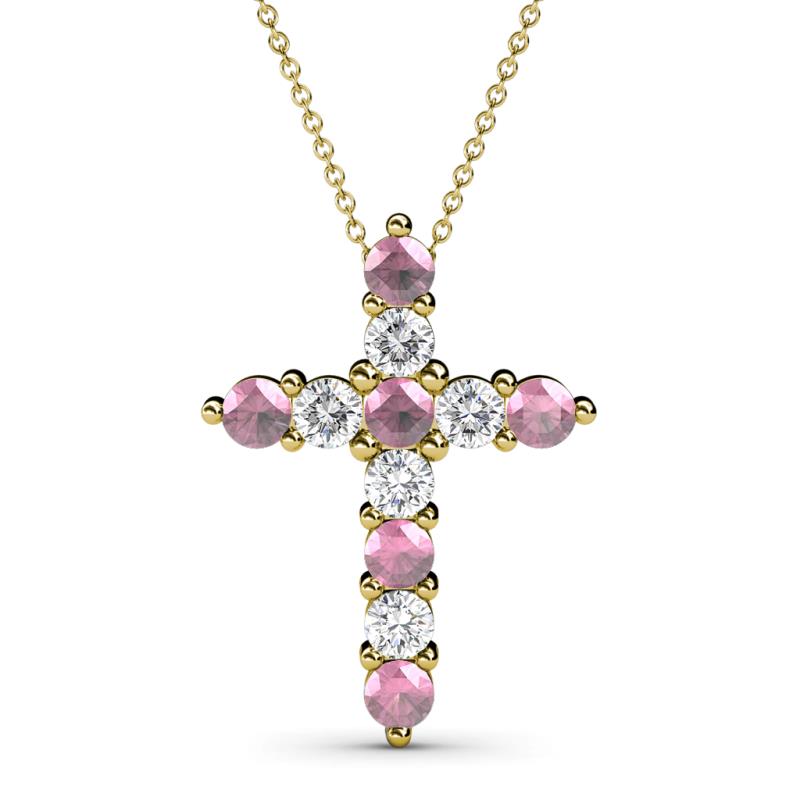 Abella Pink Tourmaline and Diamond Cross Pendant 
