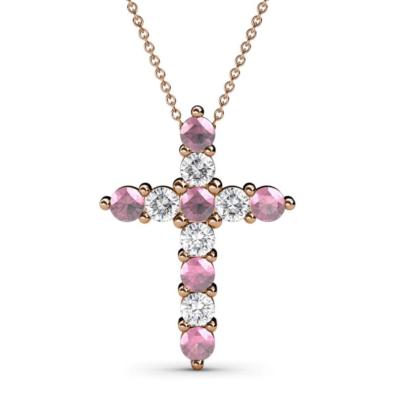 Abella Pink Tourmaline and Diamond Cross Pendant 
