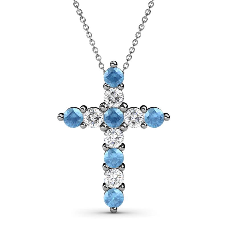 Abella Blue Topaz and Diamond Cross Pendant 