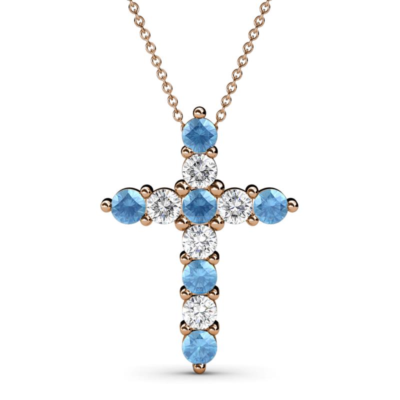 Abella Blue Topaz and Diamond Cross Pendant 