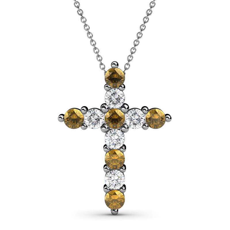 Abella Citrine and Diamond Cross Pendant 