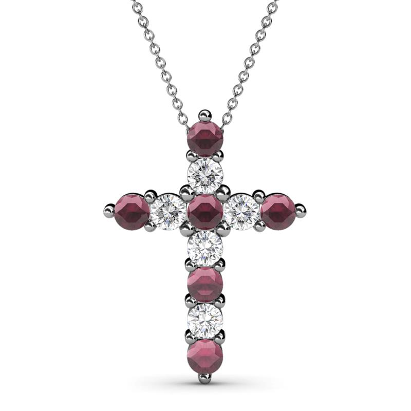 Abella Rhodolite Garnet and Diamond Cross Pendant 