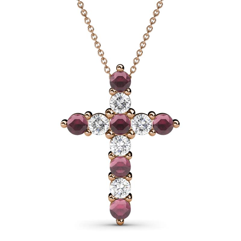 Abella Rhodolite Garnet and Diamond Cross Pendant 