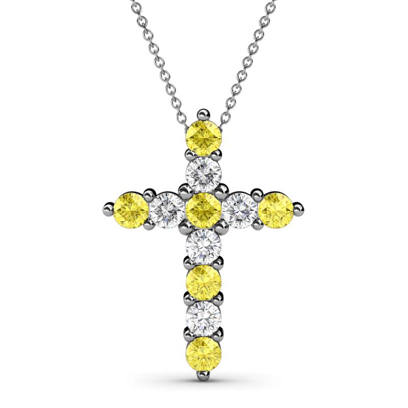 Abella Yellow Sapphire and Diamond Cross Pendant 