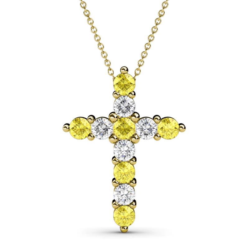 Abella Yellow Sapphire and Diamond Cross Pendant 