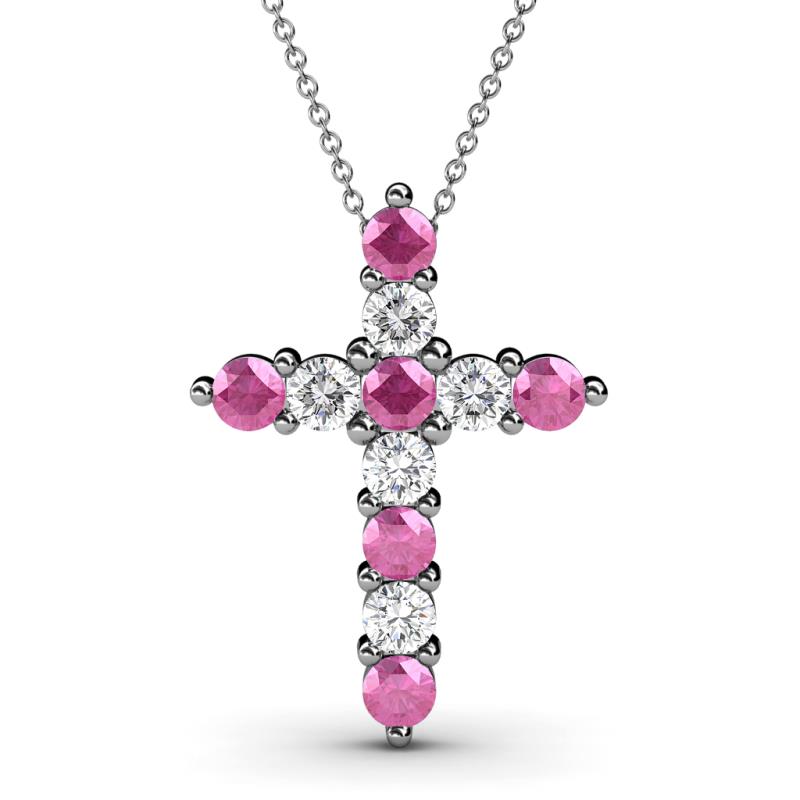 Abella Pink Sapphire and Diamond Cross Pendant 