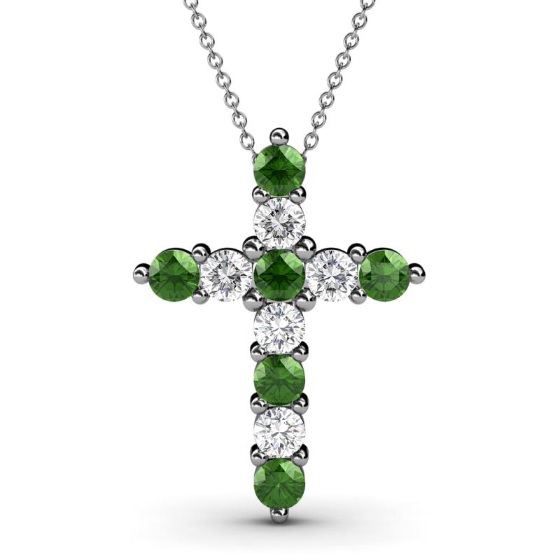 Abella Green Garnet and Diamond Cross Pendant 