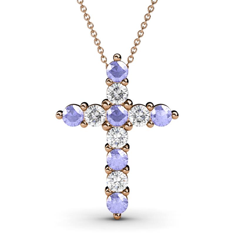 Abella Tanzanite and Diamond Cross Pendant 