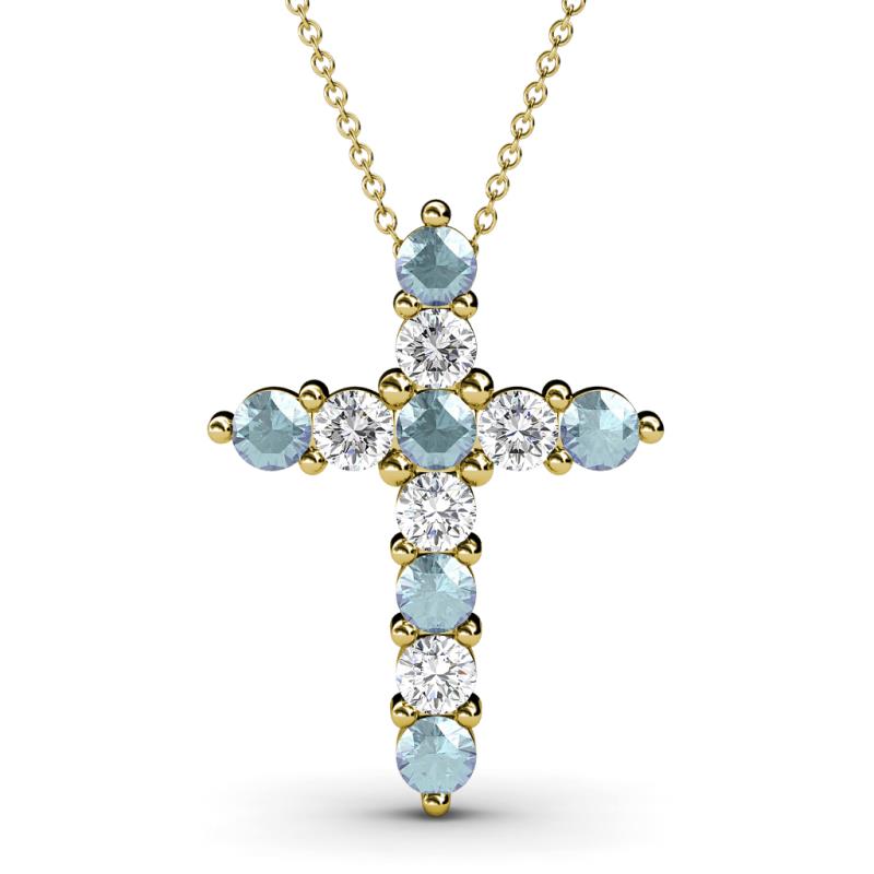Abella Aquamarine and Diamond Cross Pendant 