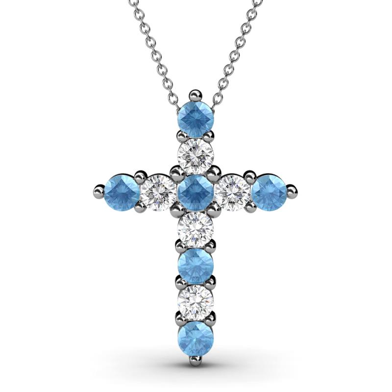 Abella Blue Topaz and Diamond Cross Pendant 