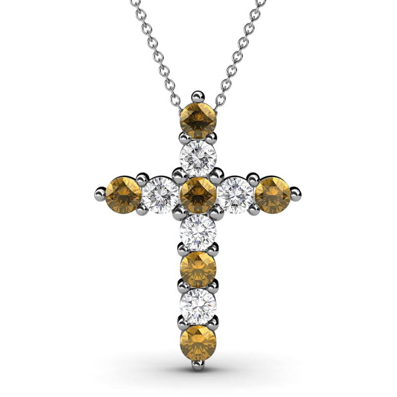 Abella Citrine and Diamond Cross Pendant 
