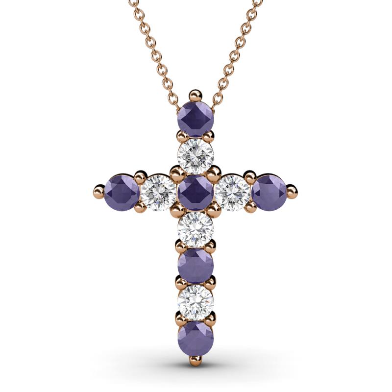 Abella Iolite and Diamond Cross Pendant 