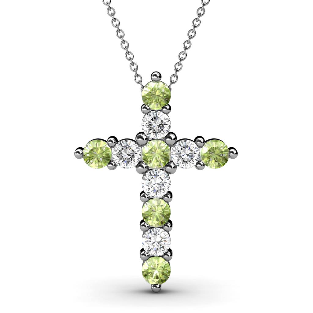 Abella Peridot and Diamond Cross Pendant 