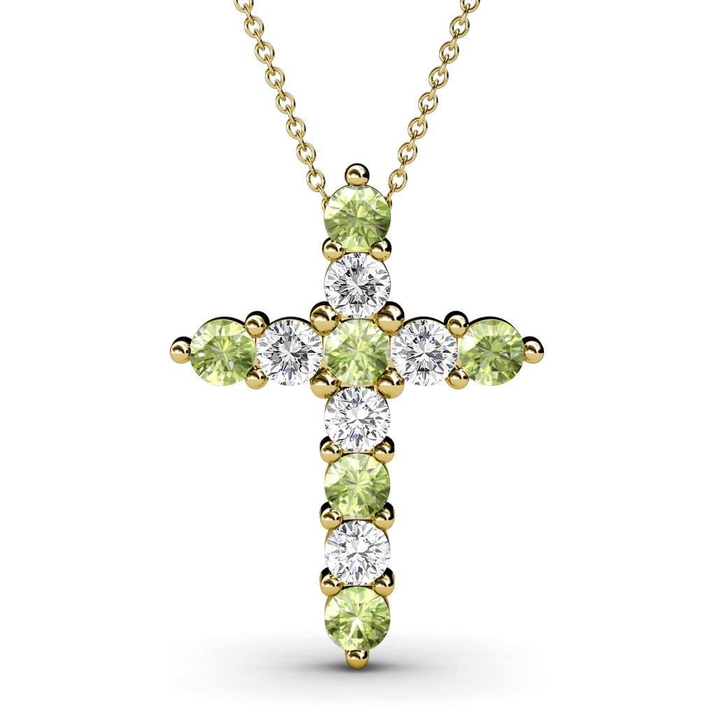 Abella Peridot and Diamond Cross Pendant 