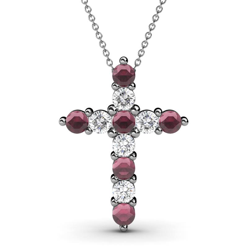 Abella Rhodolite Garnet and Diamond Cross Pendant 