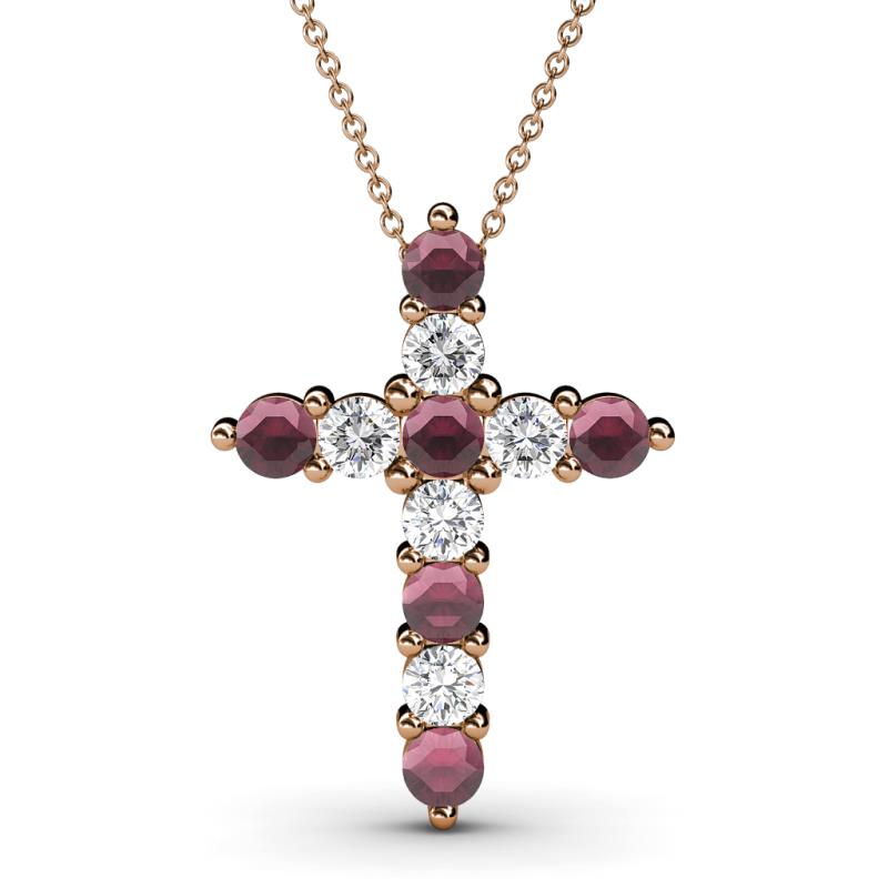 Abella Rhodolite Garnet and Diamond Cross Pendant 