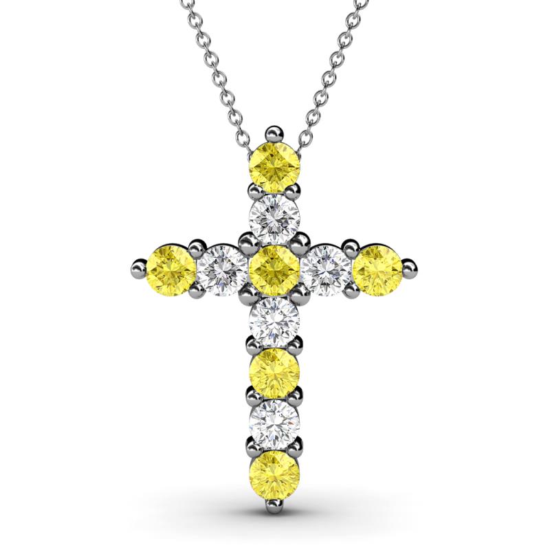 Abella Yellow Sapphire and Diamond Cross Pendant 