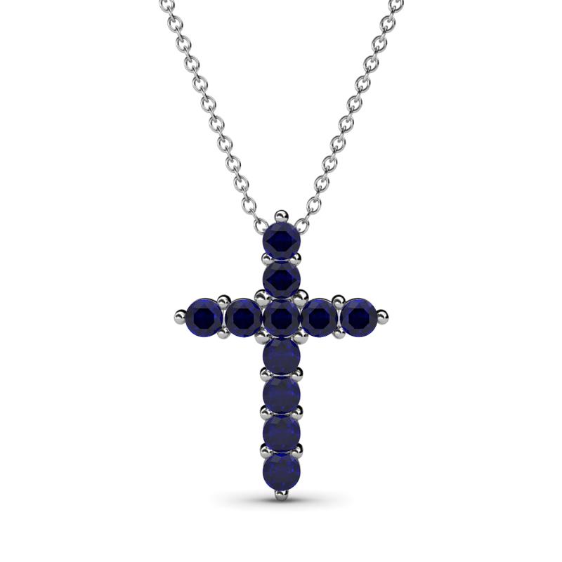 Abella Blue Sapphire Cross Pendant 
