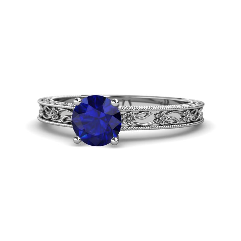 Florie Classic 6.00 mm Round Blue Sapphire Solitaire Engagement Ring 