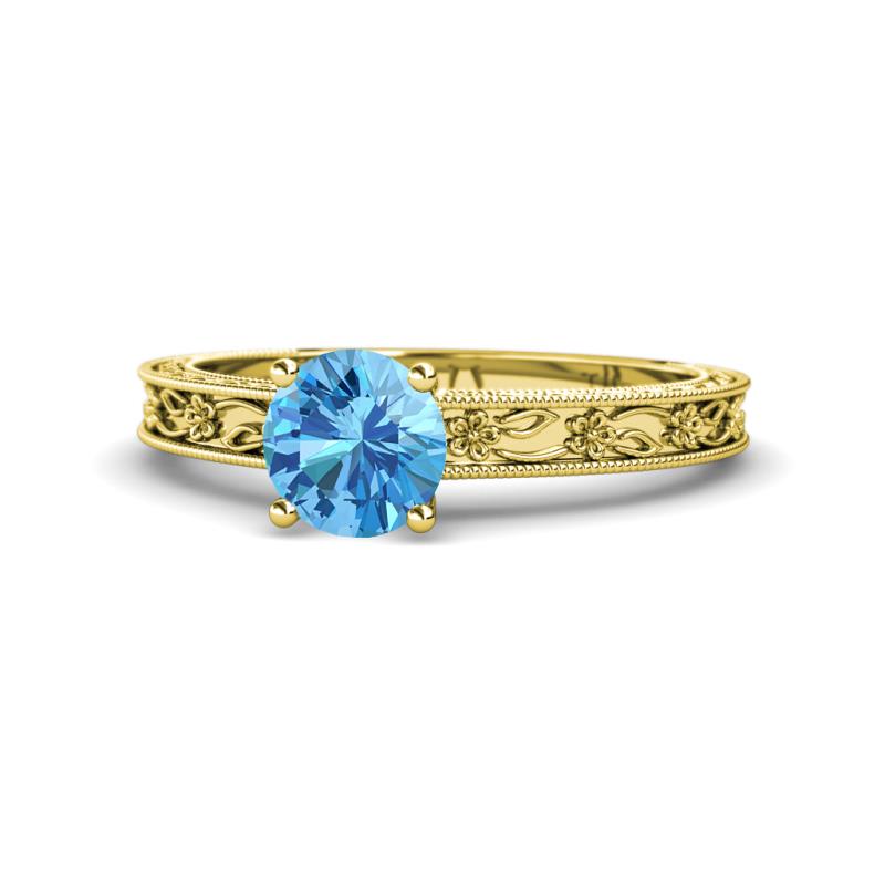 Florie Classic 6.50 mm Round Blue Topaz Solitaire Engagement Ring 