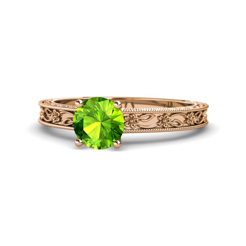 Florie Classic 6.50 mm Round Peridot Solitaire Engagement Ring 