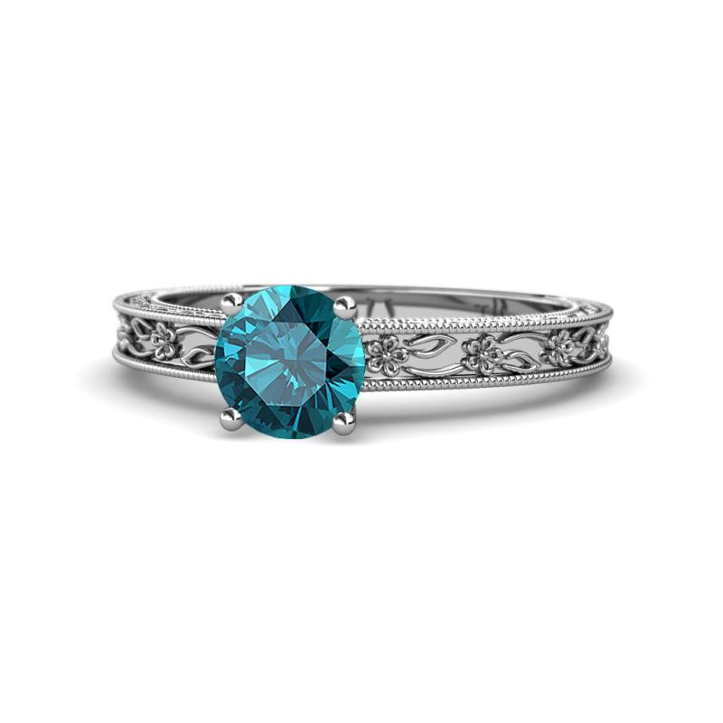 Florie Classic 6.50 mm Round London Blue Topaz Solitaire Engagement Ring 