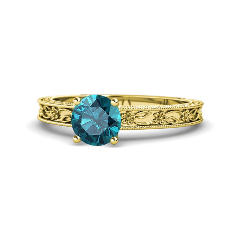 Florie Classic 6.50 mm Round London Blue Topaz Solitaire Engagement Ring 