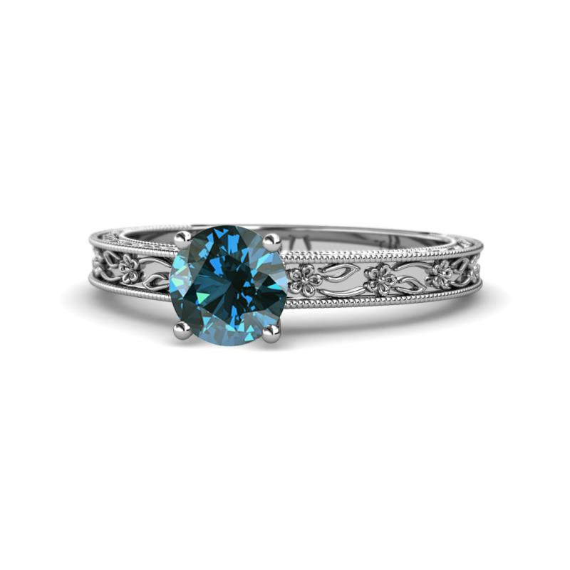 Florie Classic 6.50 mm Round Blue Diamond Solitaire Engagement Ring 