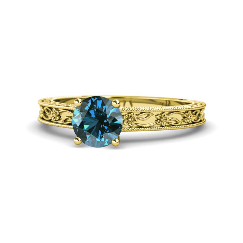 Florie Classic 6.50 mm Round Blue Diamond Solitaire Engagement Ring 