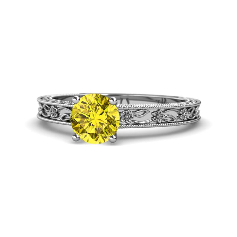 Florie Classic 6.50 mm Round Yellow Diamond Solitaire Engagement Ring 