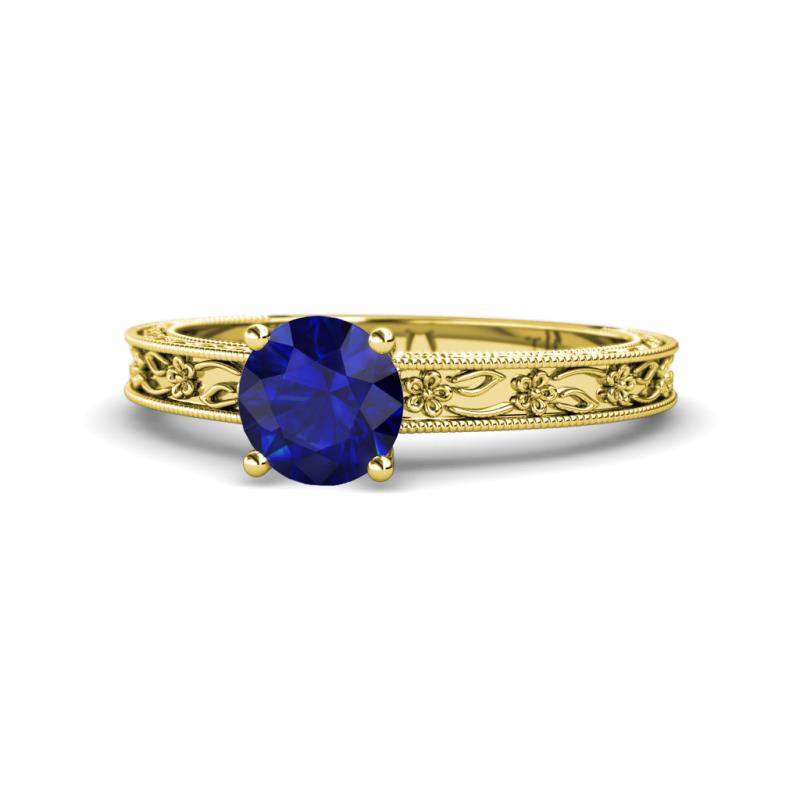 Florie Classic 6.00 mm Round Blue Sapphire Solitaire Engagement Ring 