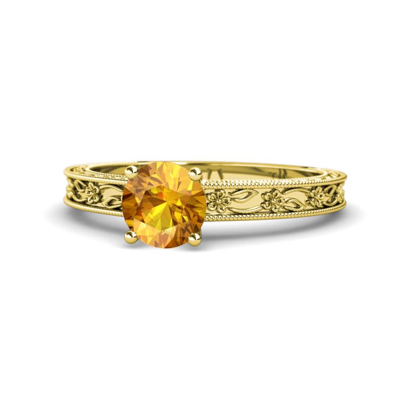 Florie Classic 6.50 mm Round Citrine Solitaire Engagement Ring 