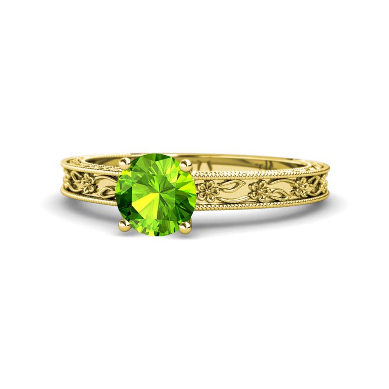 Florie Classic 6.50 mm Round Peridot Solitaire Engagement Ring 