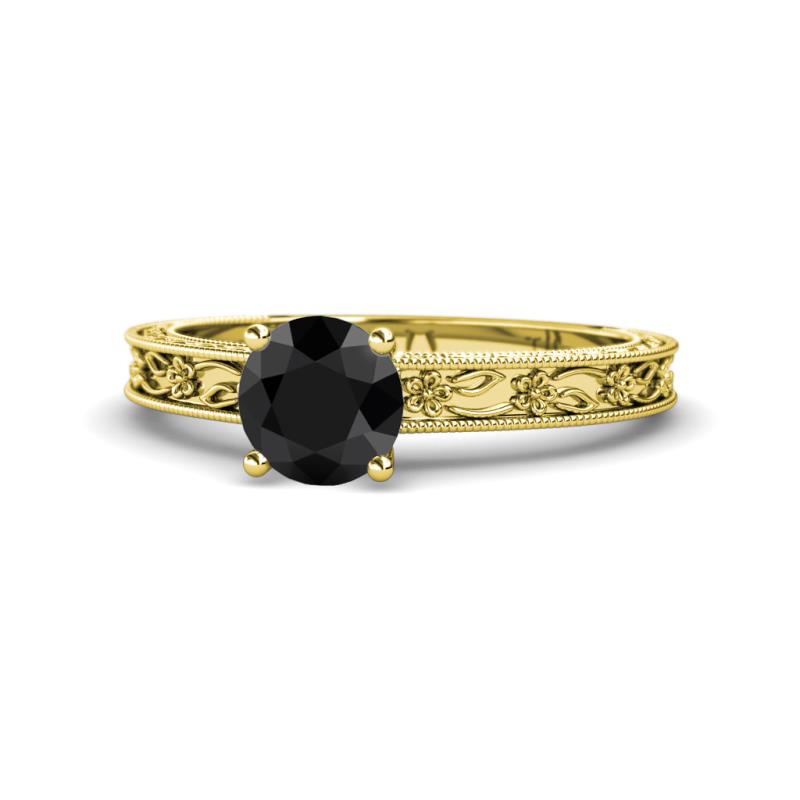 Florie Classic 6.00 mm Round Black Diamond Solitaire Engagement Ring 