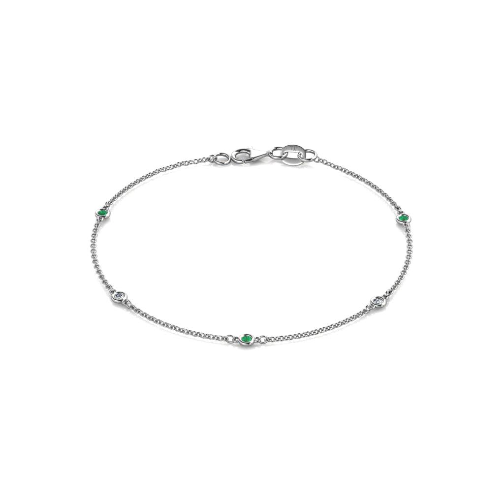 Aizza (5 Stn/2mm) Emerald and Diamond Station Bracelet 
